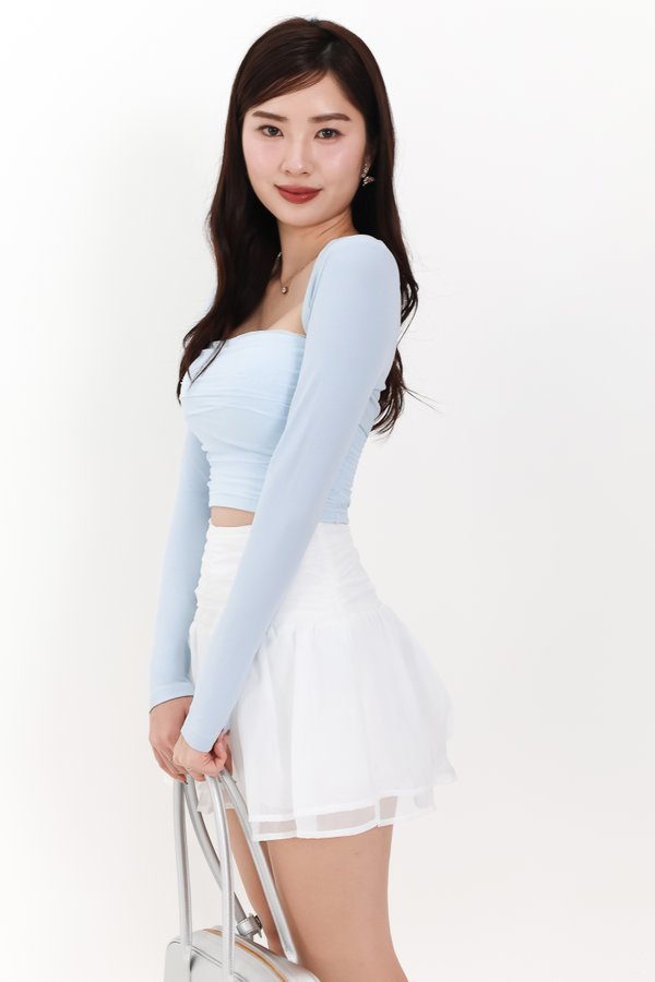 DEFECT | Candy Co-ord Mesh Bolero Tube Set in Light Blue in XS