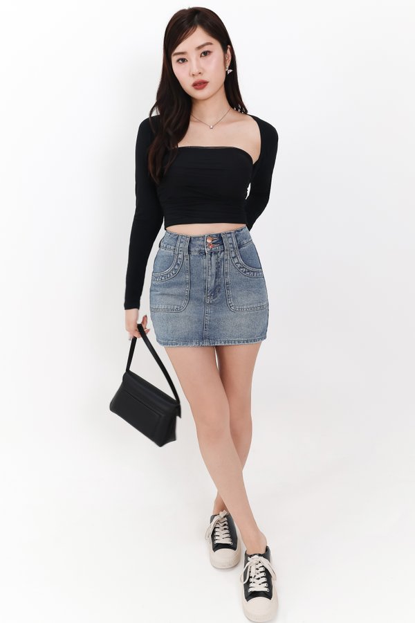 Candy Co-ord Mesh Bolero Tube Set in Black