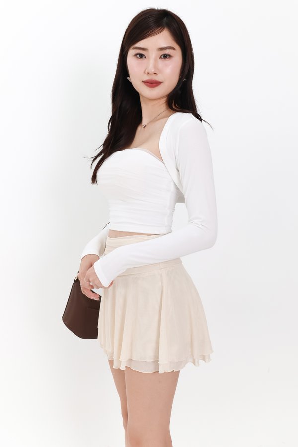 Candy Co-ord Mesh Bolero Tube Set in White