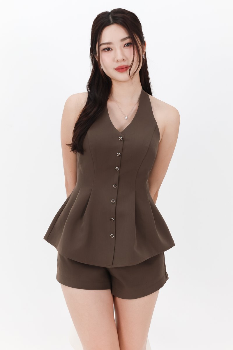 RESTOCKS | Casa Co-ord Halter Top in Cool Brown