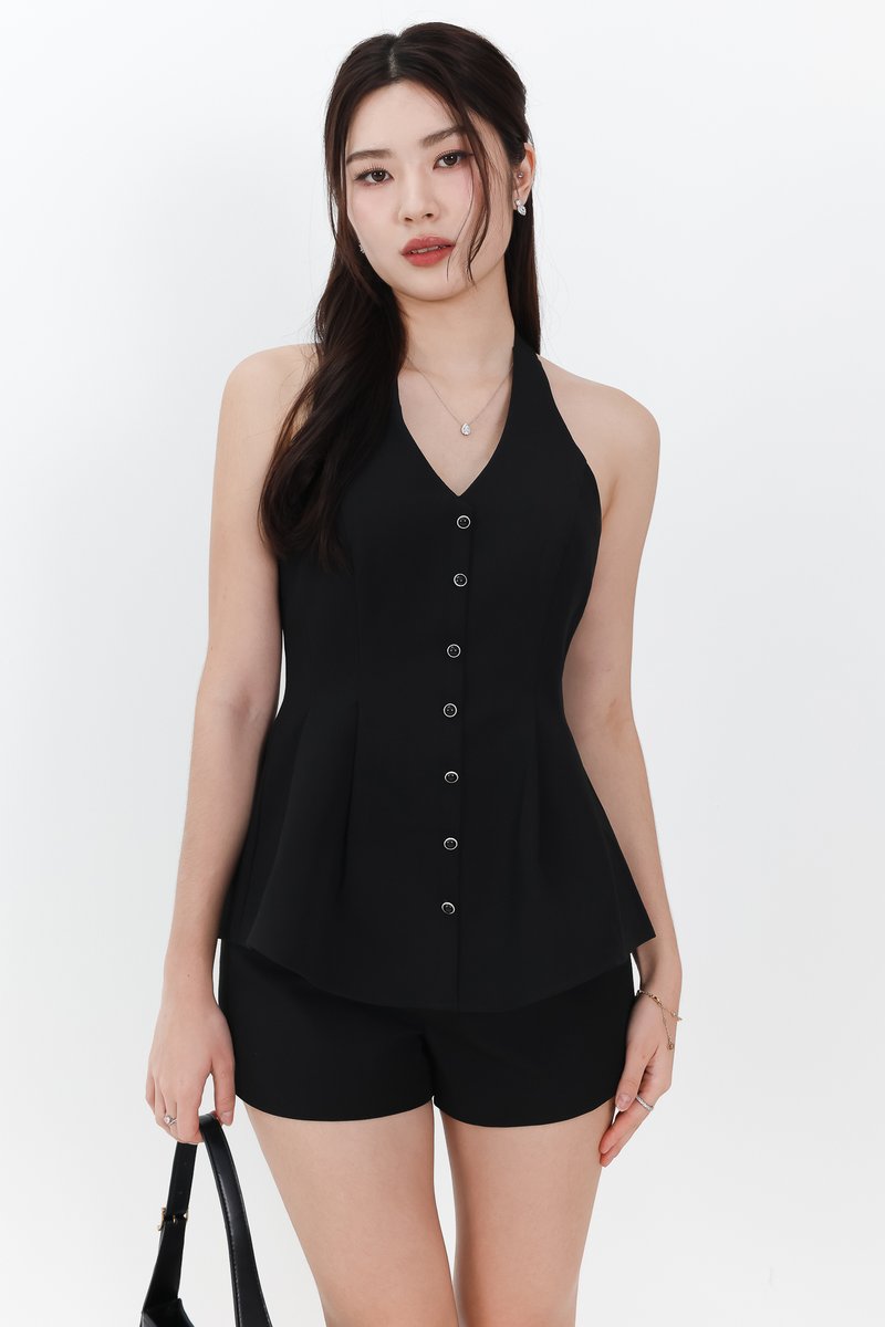 Casa Co-ord Halter Set in Black