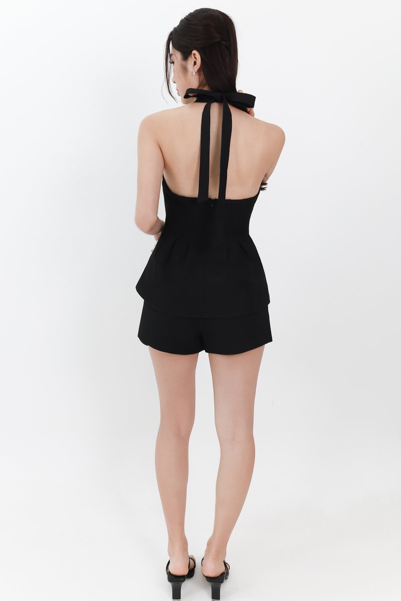 Casa Co-ord Halter Top in Black