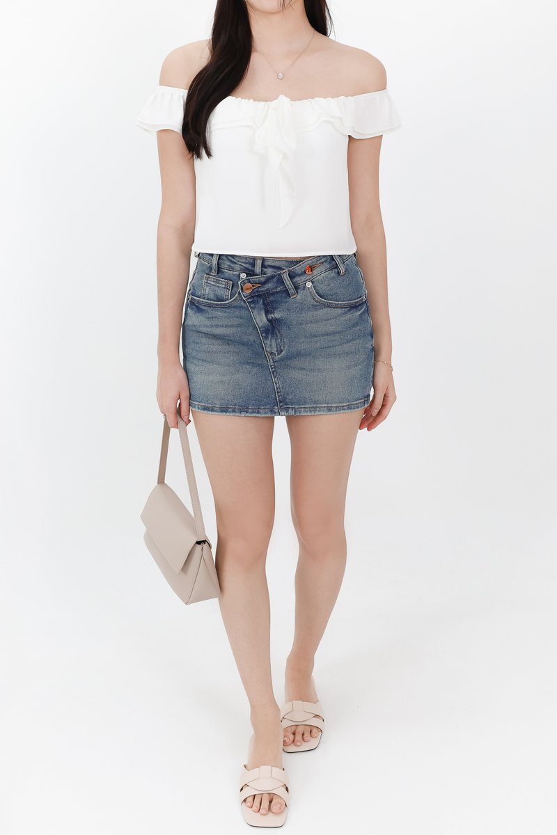 Orene Offshoulder Bow Blouse in White