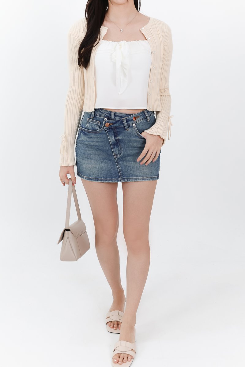 Briella Button Up Knit Cardigan in Cream Yellow