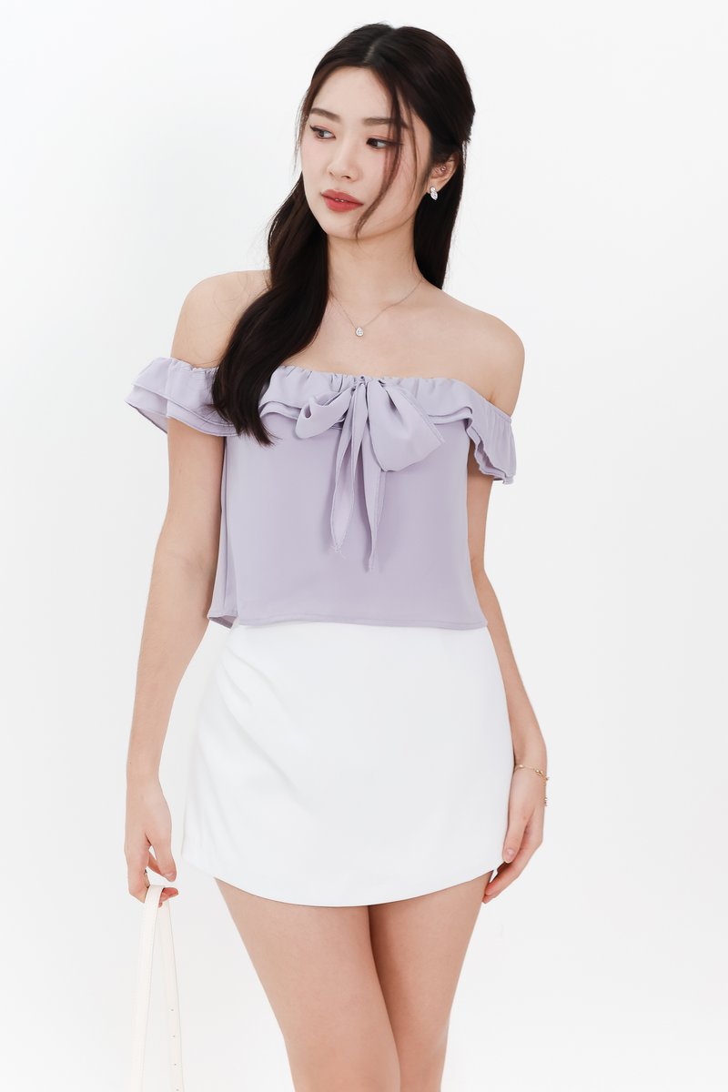 Orene Offshoulder Bow Blouse in Lilac