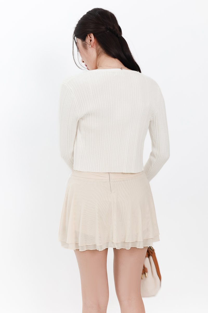 DEFECT | Briella Button Up Knit Cardigan in White in M