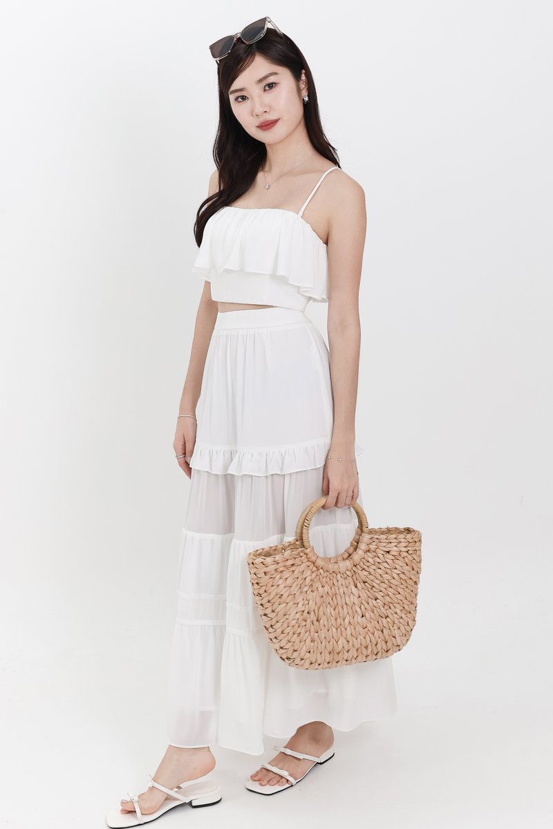 Coastal Co-ord Maxi Tiered Skirt in White