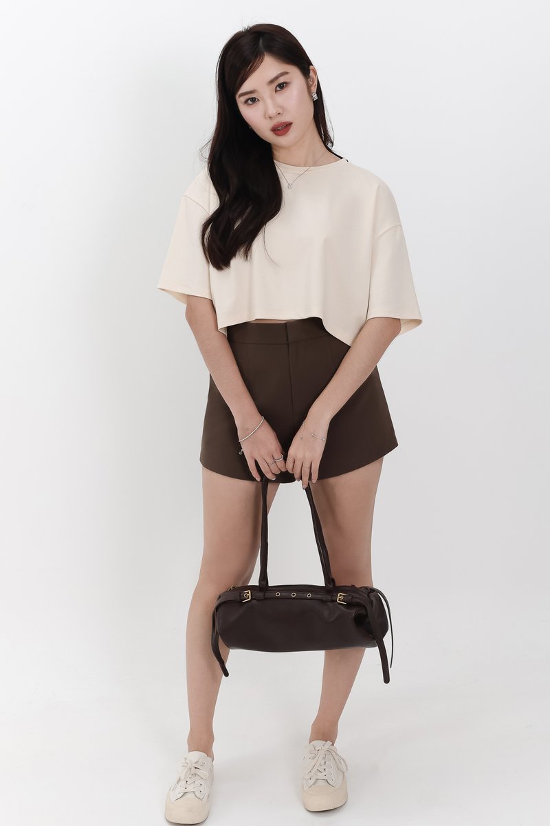 Brandy Boxy Cropped Tee in Pale Yellow