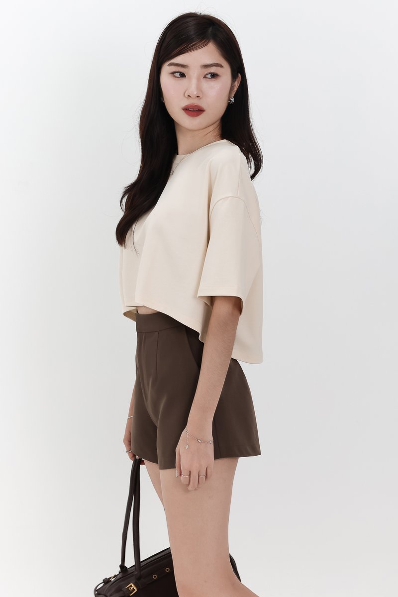 Brandy Boxy Cropped Tee in Pale Yellow
