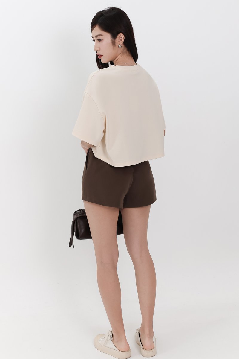 Brandy Boxy Cropped Tee in Pale Yellow