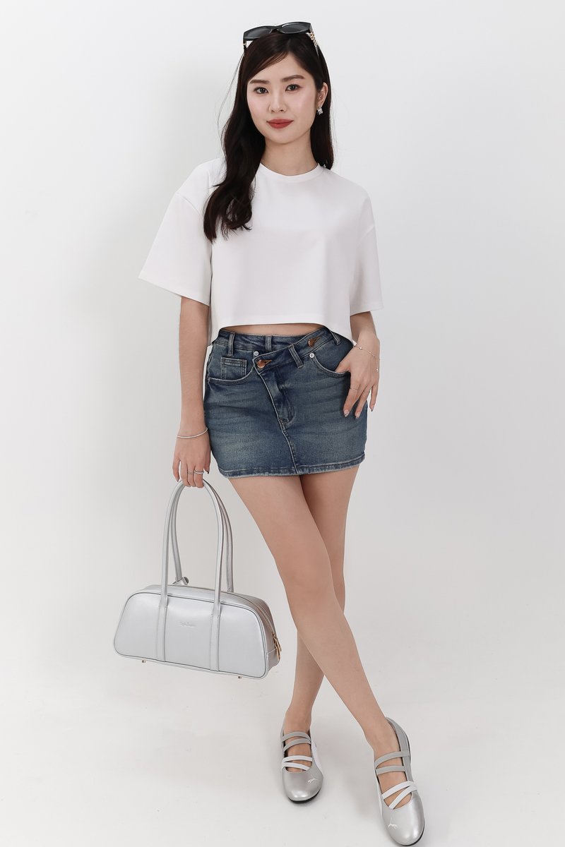 Brandy Boxy Cropped Tee in White