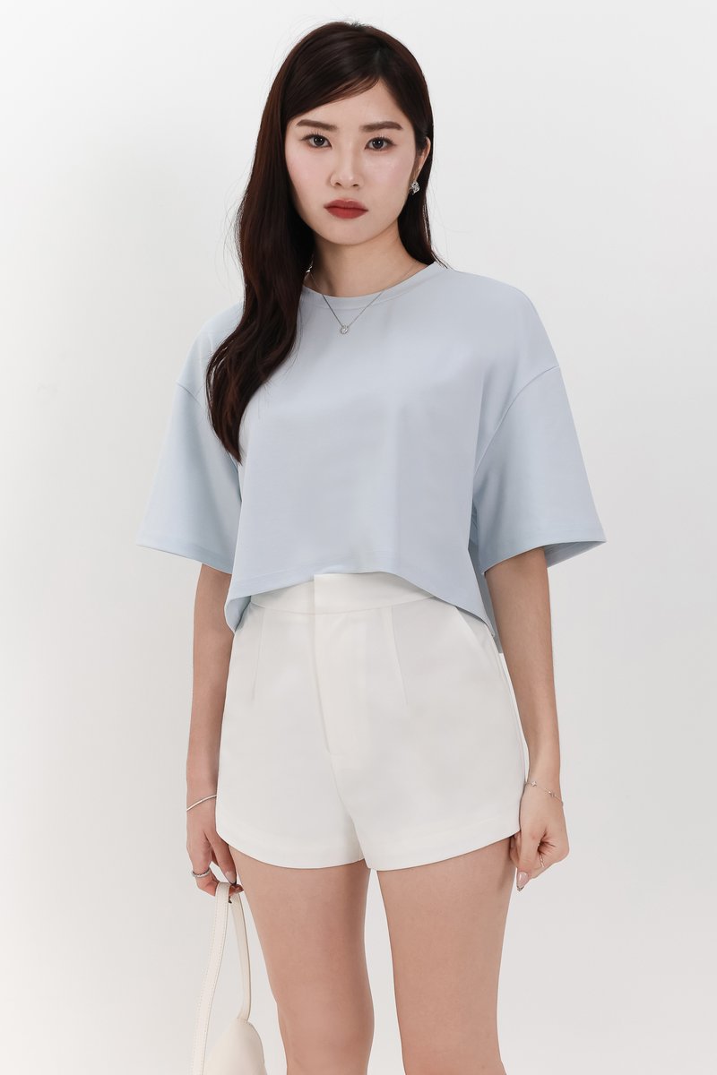 Brandy Boxy Cropped Tee in Pastel Blue