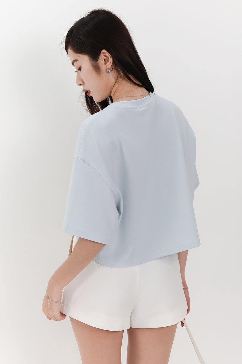 Brandy Boxy Cropped Tee in Pastel Blue