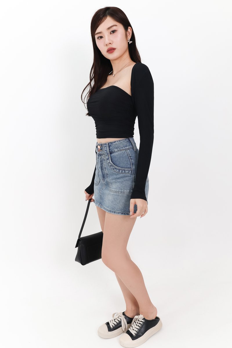 Candy Co-ord Mesh Bolero Tube Set in Black