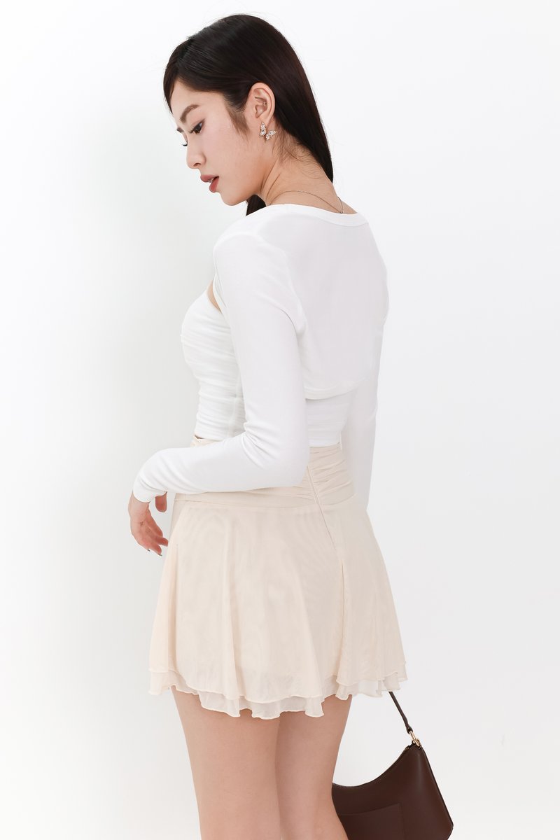 Candy Co-ord Mesh Bolero Tube Set in White