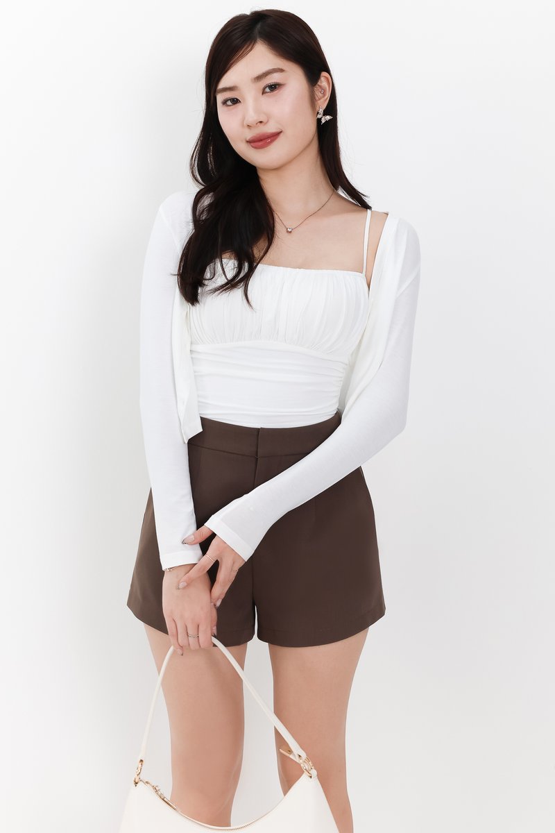 RESTOCKS 2 | Chaerin Cardigan Top Set in White RESTOCKS 2 | Chaerin Cardigan Top Set in White