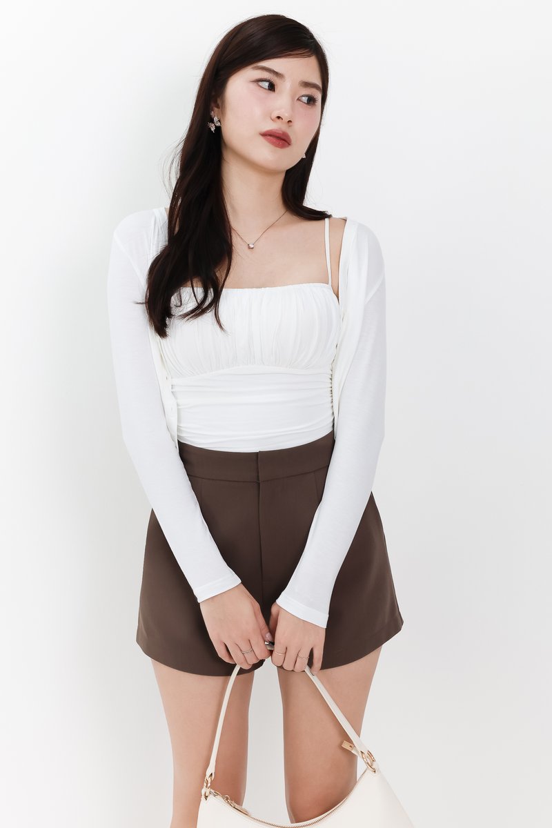 RESTOCKS 2 | Chaerin Cardigan Top Set in White RESTOCKS 2 | Chaerin Cardigan Top Set in White