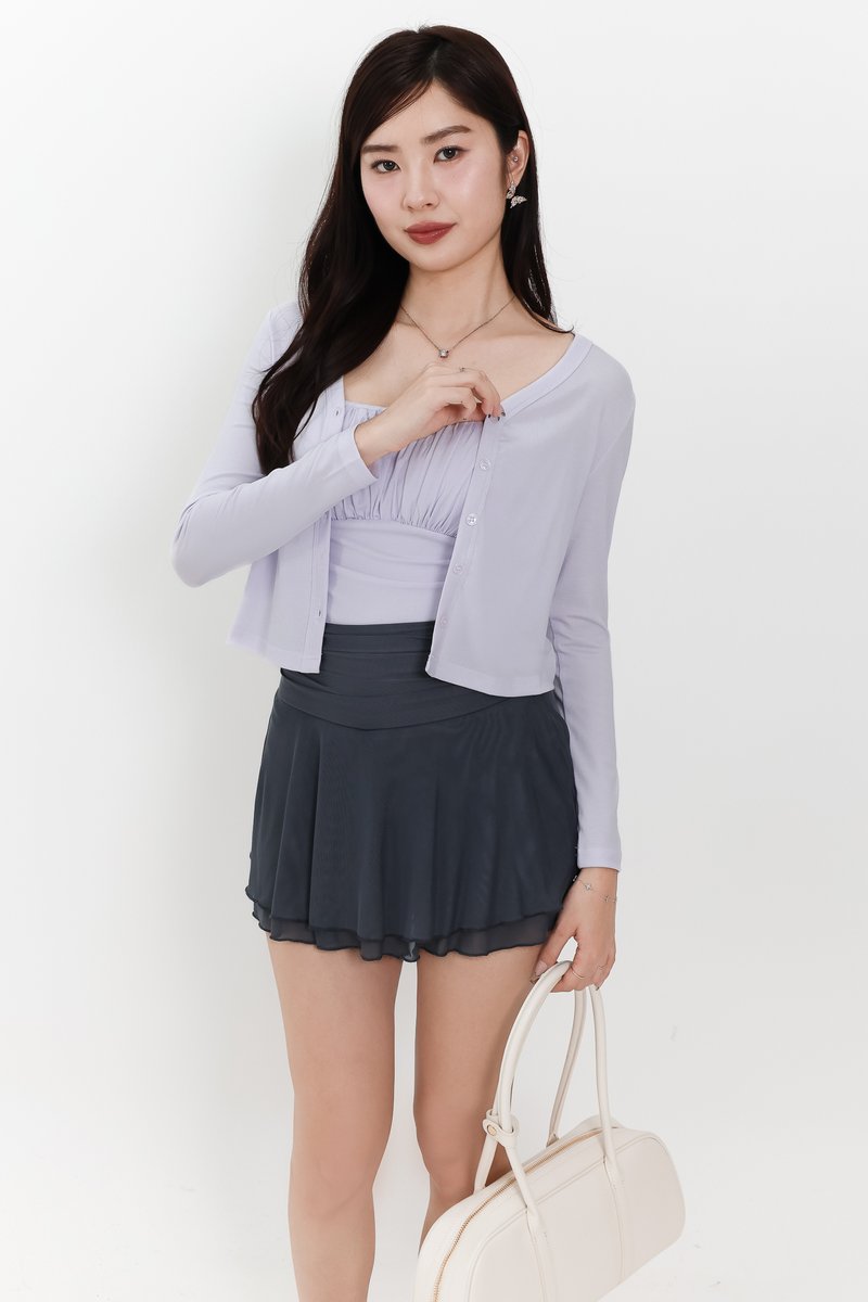Chaerin Cardigan Top Set in Pale Lilac