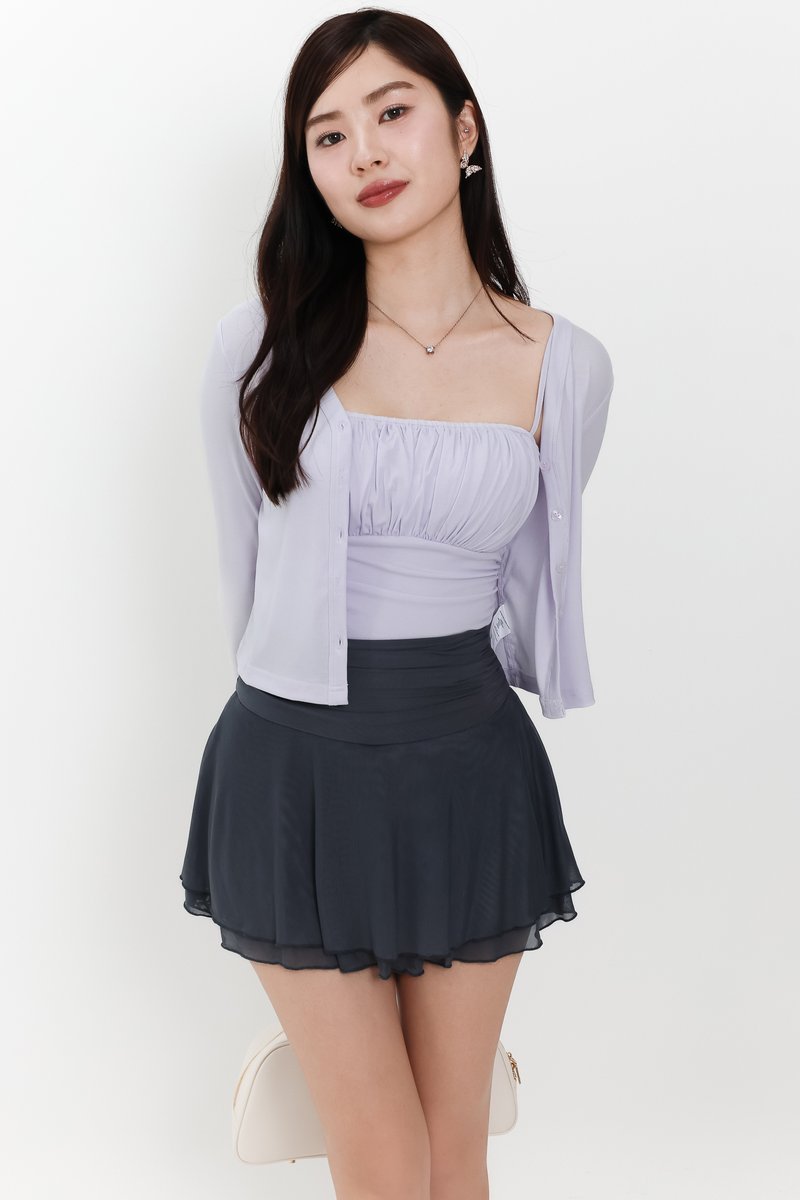 Chaerin Cardigan Top Set in Pale Lilac