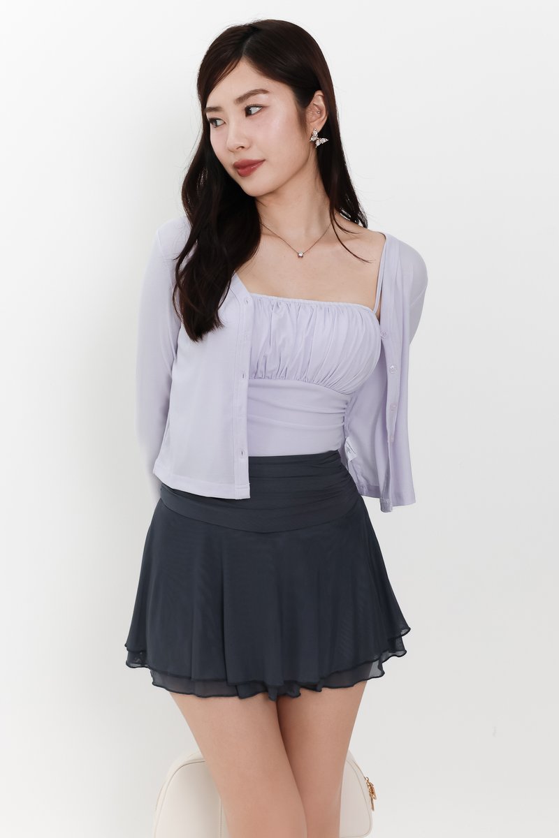 Chaerin Cardigan Top Set in Pale Lilac