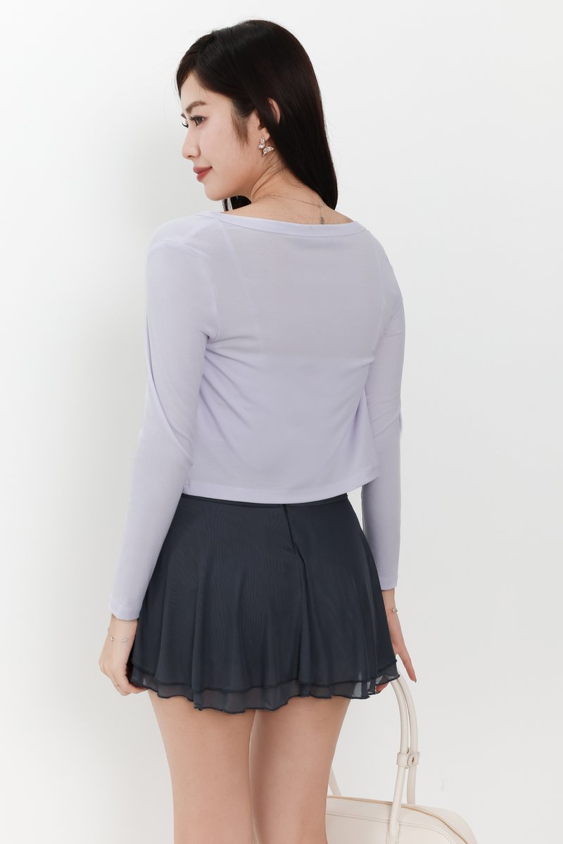 Chaerin Cardigan Top Set in Pale Lilac
