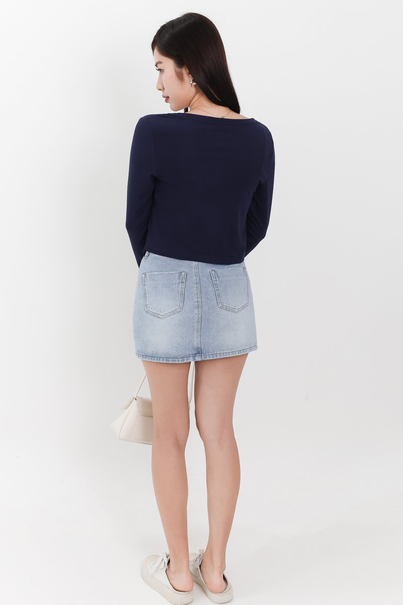 Chaerin Cardigan Top Set in Navy