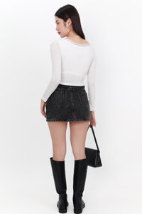 Dayu Denim Skorts in Black Wash