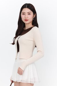 Kensley Knit Cardigan in Cream Nude