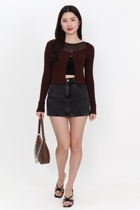 Kensley Knit Cardigan in Dark Brown