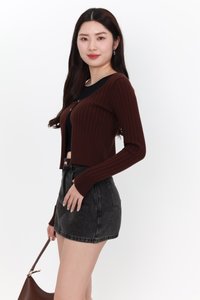 Kensley Knit Cardigan in Dark Brown