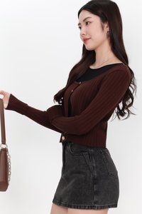 Kensley Knit Cardigan in Dark Brown