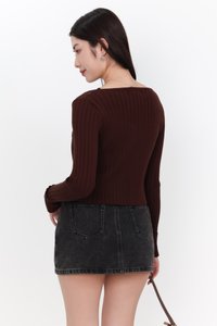 Kensley Knit Cardigan in Dark Brown