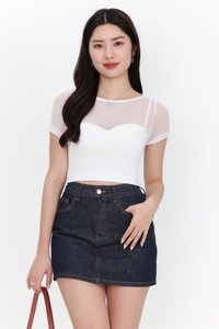 DEFECT | Miara Mesh Overlay Tee in White in M