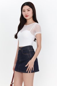 DEFECT | Miara Mesh Overlay Tee in White in M
