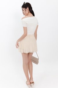 Ori One Shoulder Ruched Tee in White Ori One Shoulder Ruched Tee in White