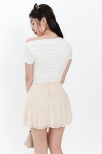 Ori One Shoulder Ruched Tee in White Ori One Shoulder Ruched Tee in White