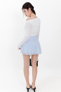 Orilea One Shoulder Ruched Sleeved Top in White