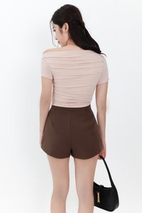 Ori One Shoulder Ruched Tee in Nude Blush Ori One Shoulder Ruched Tee in Nude Blush