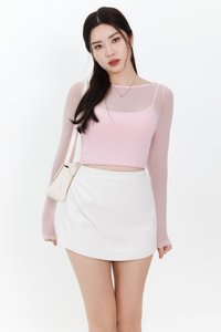RESTOCKS | Mia Mesh Overlay Sleeved Top in Light Cool Pink