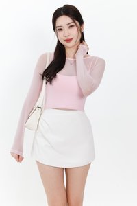 RESTOCKS | Mia Mesh Overlay Sleeved Top in Light Cool Pink