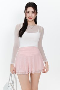 RESTOCKS | Mia Mesh Overlay Sleeved Top in White RESTOCKS | Mia Mesh Overlay Sleeved Top in White