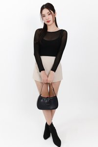 RESTOCKS | Mia Mesh Overlay Sleeved Top in Black RESTOCKS | Mia Mesh Overlay Sleeved Top in Black