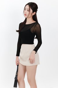 RESTOCKS | Mia Mesh Overlay Sleeved Top in Black RESTOCKS | Mia Mesh Overlay Sleeved Top in Black