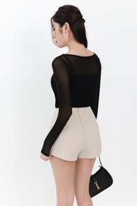 RESTOCKS | Mia Mesh Overlay Sleeved Top in Black RESTOCKS | Mia Mesh Overlay Sleeved Top in Black
