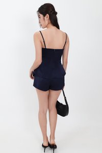 Chantelle Co-ord Satin Shorts in Midnight Blue
