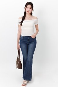 Ora Offshoulder Halter Tee in Off White