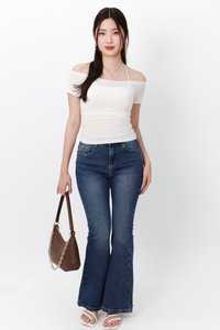 DEFECT | Ora Offshoulder Halter Tee in Off White in XS