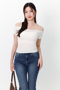 Ora Offshoulder Halter Tee in Off White