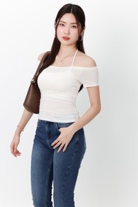 Ora Offshoulder Halter Tee in Off White