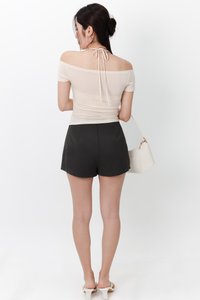 Ora Offshoulder Halter Tee in Light Cream Yellow Ora Offshoulder Halter Tee in Light Cream Yellow